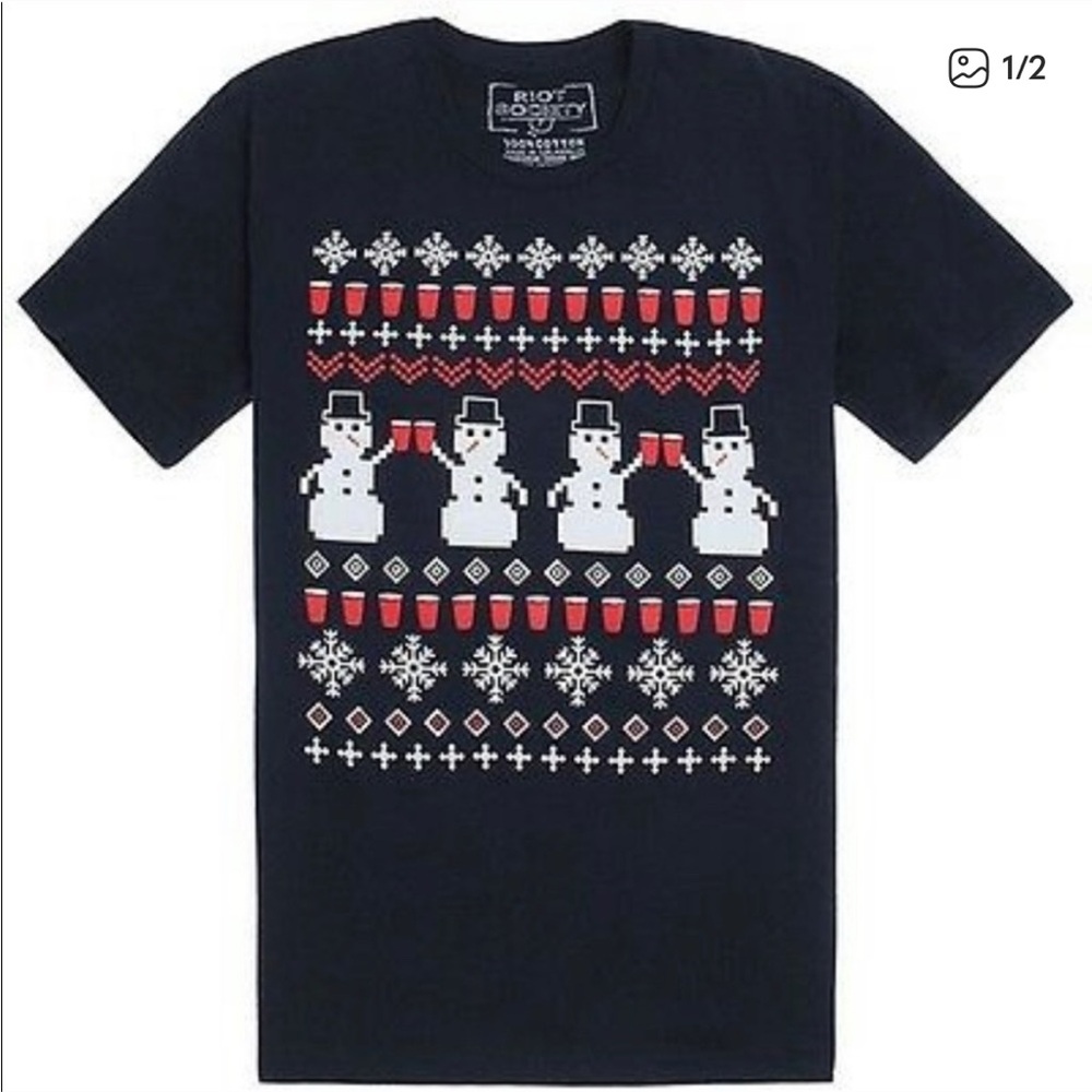 Ugly Christmas Holiday Party Snowman Tee Shirt NWT